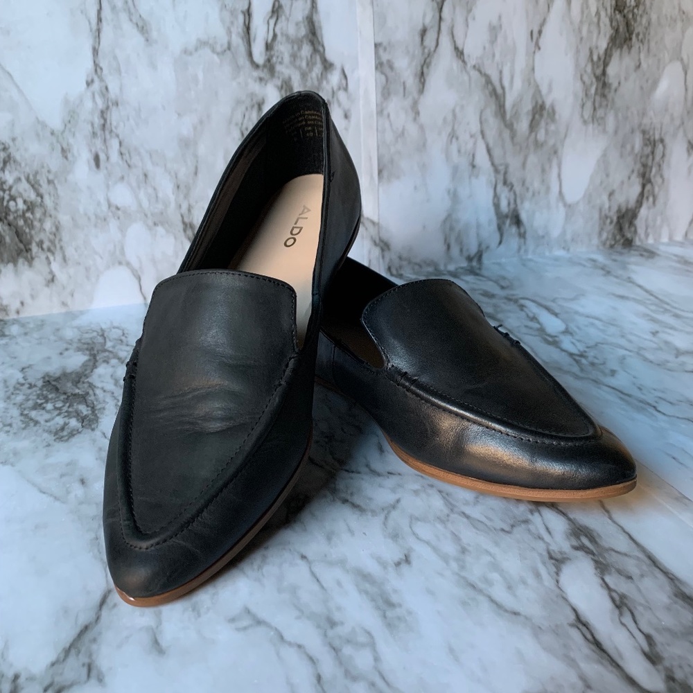 Aldo | Black Leather Loafer Flats | Size 9